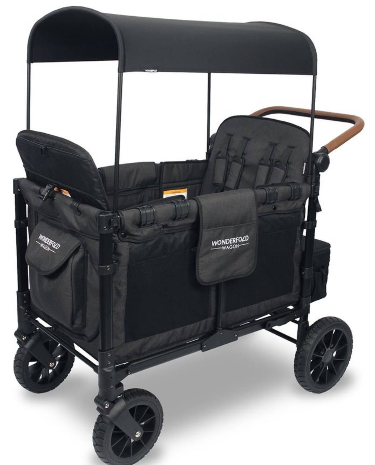 WonderFold W4 Luxe Multifunctional Quad (4 Seater) Stroller Wagon - Volcanic Black